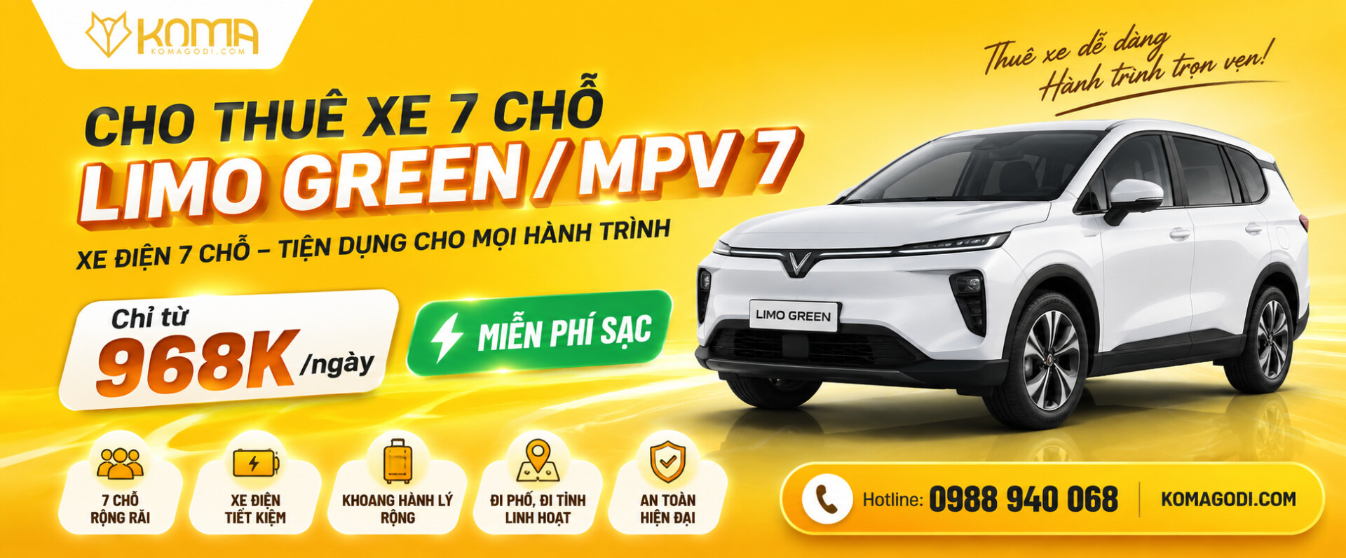 CHO THUÊ XE VINFAST THEO THÁNG – LIMO GREEN & MPV7 CÙNG NHIỀU DÒNG XE HOT