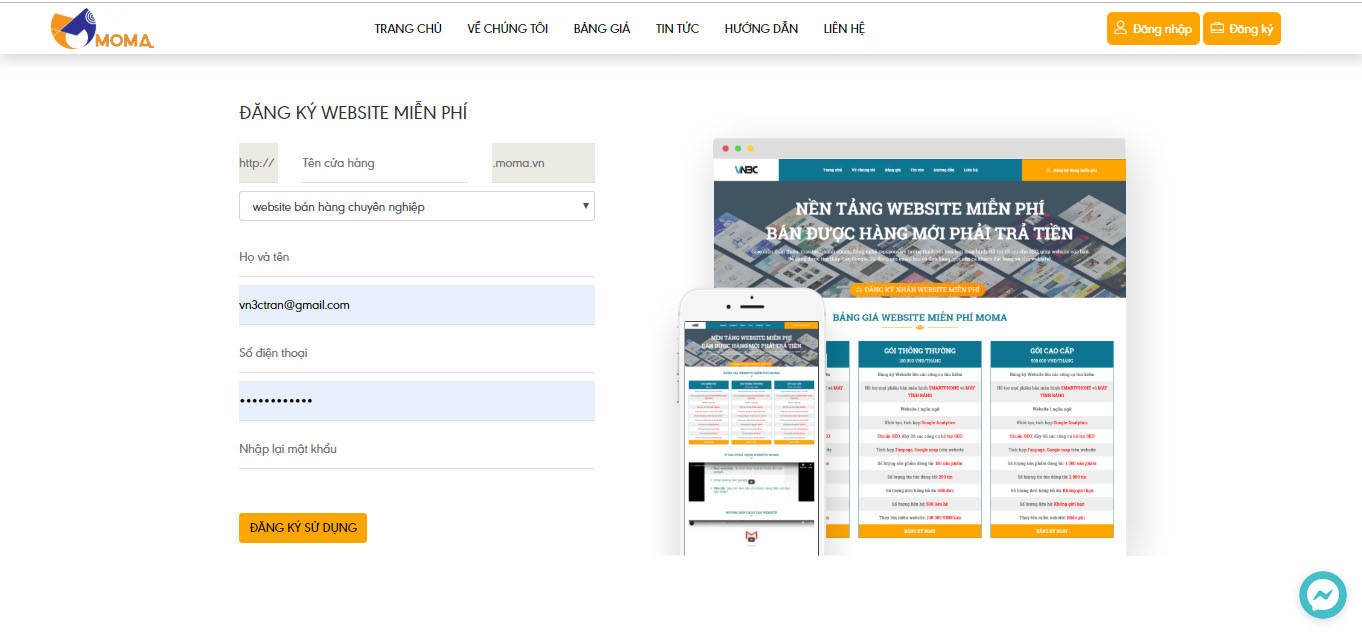tạo website miễn ph&iacute;